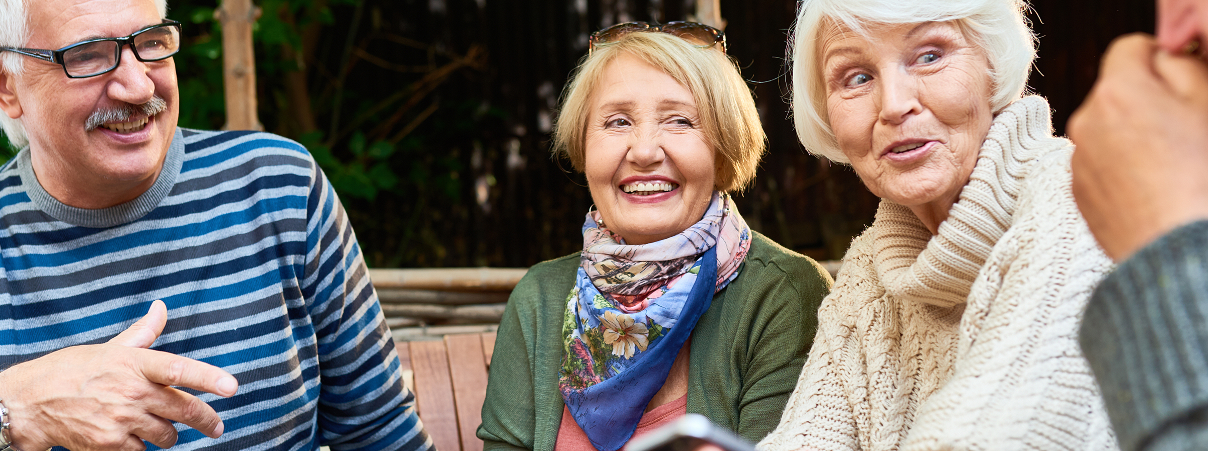 Group of elderly people having a engaging conversation