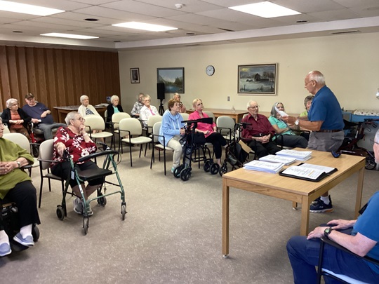 Colin Wilcox giving a presentation on Fraud and Scam prevention at a local senior’s residence.
