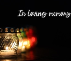 Candles with words, In loving memory.